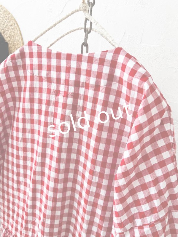 画像10: MARCHE' DE SOEUR／スキッパーギャザーワンピース・赤ギンガム (10)