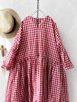 画像3: MARCHE' DE SOEUR／スキッパーギャザーワンピース・赤ギンガム (3)