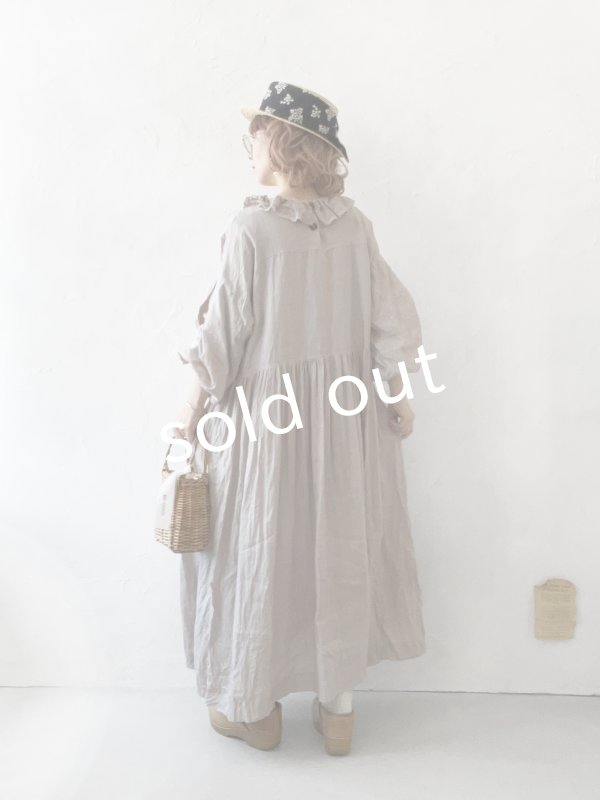 画像14: MARCHE' DE SOEUR／オランダリネン ラッフルギャザーワンピース・生成り (14)