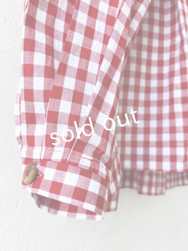 画像4: MARCHE' DE SOEUR／タックフリルカラーブラウス・赤ギンガム (4)