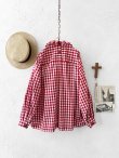 画像7: MARCHE' DE SOEUR／タックフリルカラーブラウス・赤ギンガム (7)