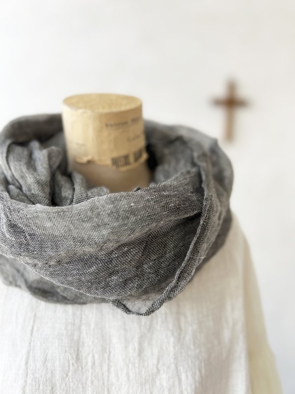 画像2: Branch m'／リネンガーゼスヌード・ブラック (2)