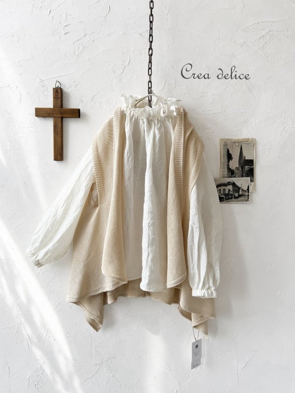 画像1: Crea delice／ショールカラージレ・ベージュ (1)