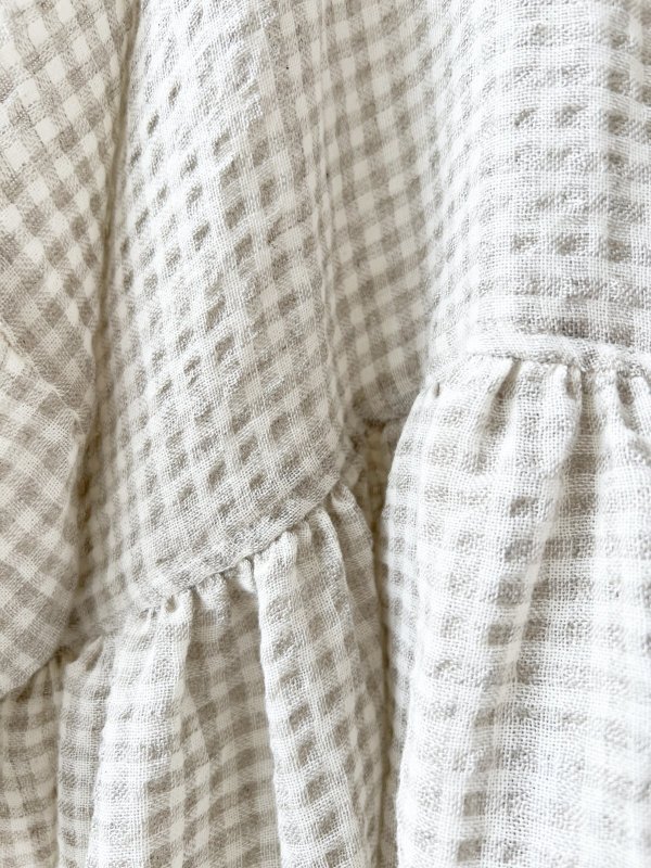 画像6: MARCHE' DE SOEUR／大きなラッフル襟のチュニック・ワッフルベージュに生成り襟 (6)