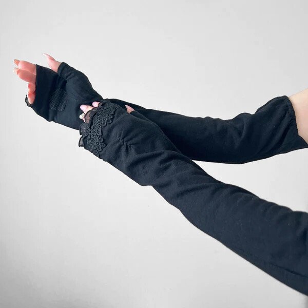 画像8: monami／コットンUVロングアームカバー・３段ギャザー (8)