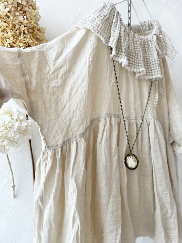 画像9: MARCHE' DE SOEUR／大きなラッフル襟のチュニック・ファナージュミルクにワッフルベージュ襟 (9)