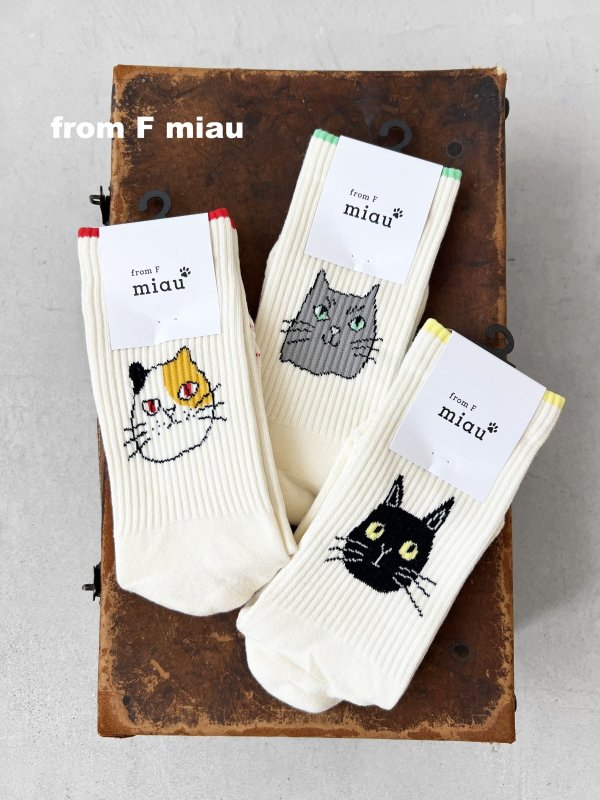 画像1: from F miau／ねこのかおソックス (1)