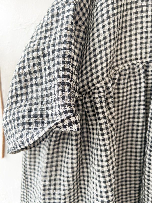 画像6: MARCHE' DE SOEUR／大きなラッフル襟のチュニック・ワッフルブラックに黒ガーゼ襟 (6)