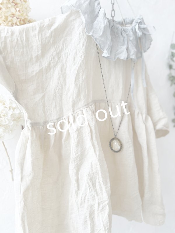 画像7: MARCHE' DE SOEUR／大きなラッフル襟のチュニック・ファナージュミルクに薄グレー襟 (7)