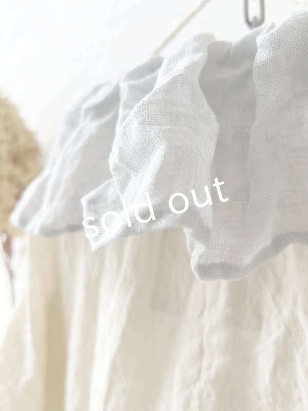 画像10: MARCHE' DE SOEUR／大きなラッフル襟のチュニック・ファナージュミルクに薄グレー襟 (10)