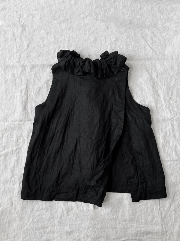 画像9: Reliure／FRILL VEST・Black linen (9)