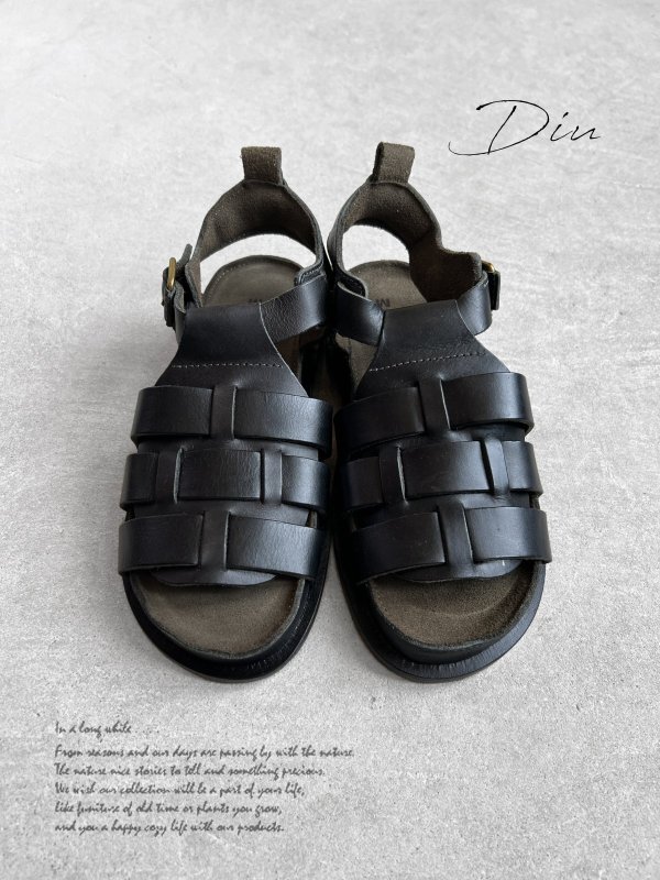 画像2: Diu／本革パルミエサンダル・ブラック (2)