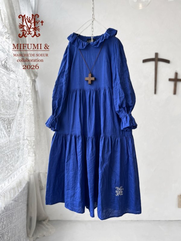 画像1: 【4/24(金)21時から販売】MIFUMIコラボ／anneのワンピース・ブルー＆bag (1)
