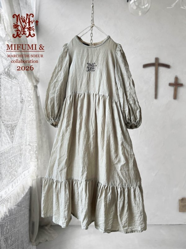 画像1: 【4/24(金)21時から販売】MIFUMIコラボ／janeのワンピース・うすグレー＆bag (1)