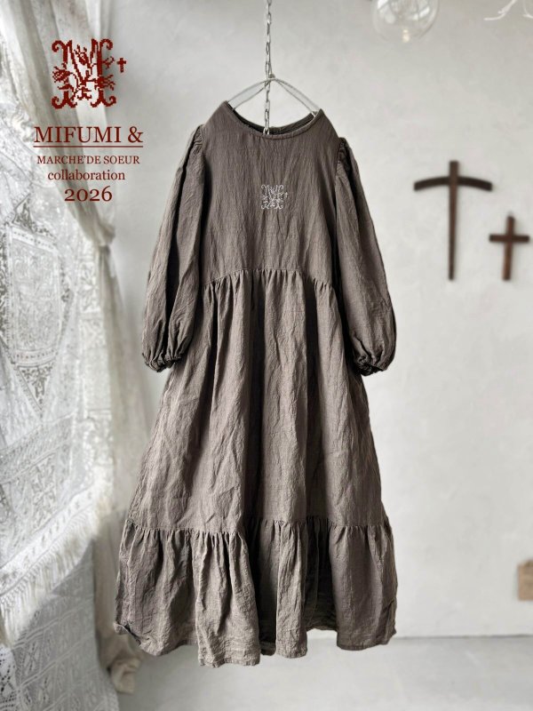 画像1: 【4/24(金)21時から販売】MIFUMIコラボ／janeのワンピース・灰茶＆bag (1)