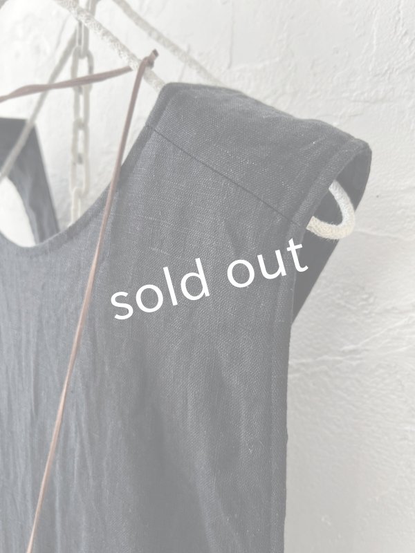 画像4: MARCHE' DE SOEUR／エプロンワンピース・黒×生成り (4)