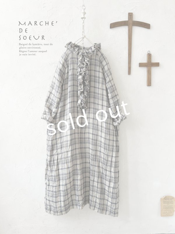 画像1: MARCHE' DE SOEUR／フローフリルワンピース・チェック (1)