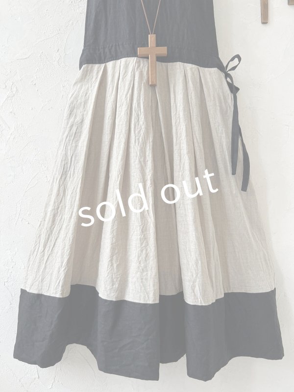 画像3: MARCHE' DE SOEUR／エプロンワンピース・黒×生成り (3)