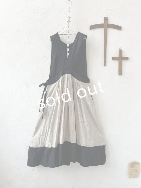 画像7: MARCHE' DE SOEUR／エプロンワンピース・黒×生成り (7)