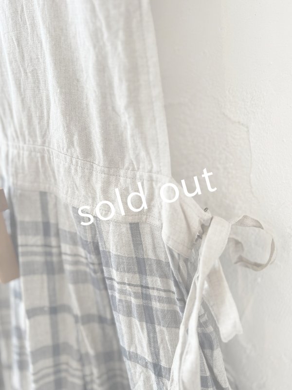 画像4: MARCHE' DE SOEUR／エプロンワンピース・生成り×チェック (4)