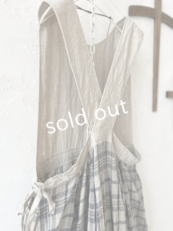 画像8: MARCHE' DE SOEUR／エプロンワンピース・生成り×チェック (8)