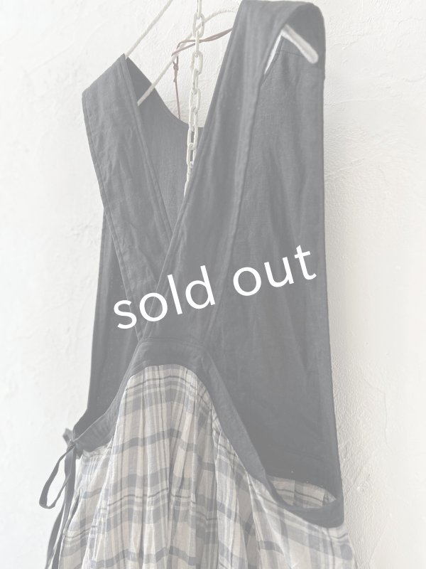 画像8: MARCHE' DE SOEUR／エプロンワンピース・黒×チェック (8)