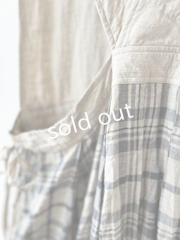 画像9: MARCHE' DE SOEUR／エプロンワンピース・生成り×チェック (9)