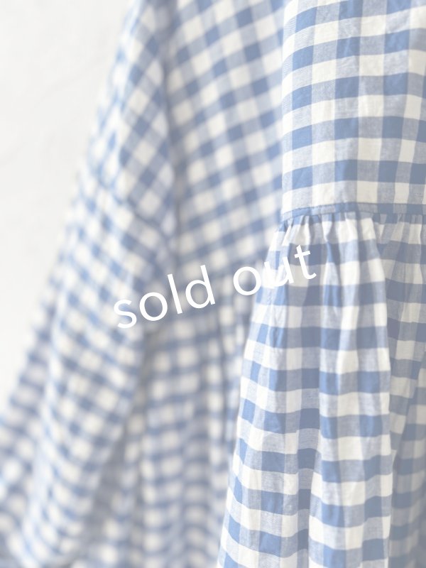 画像4: MARCHE' DE SOEUR／スキッパーギャザープルオーバー・青ギンガム (4)