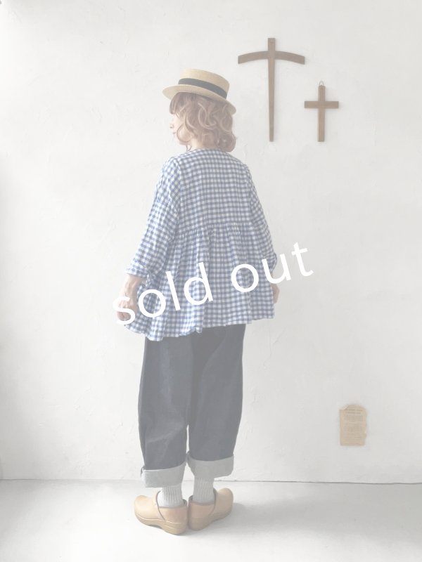 画像12: MARCHE' DE SOEUR／スキッパーギャザープルオーバー・青ギンガム (12)