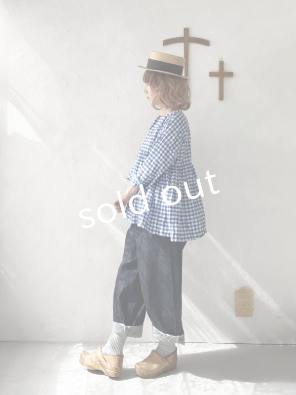 画像11: MARCHE' DE SOEUR／スキッパーギャザープルオーバー・青ギンガム (11)