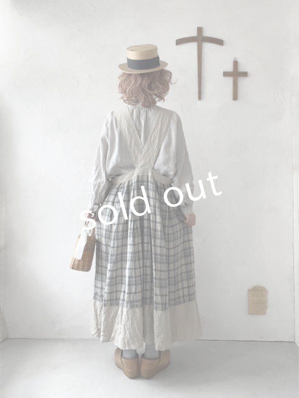 画像12: MARCHE' DE SOEUR／エプロンワンピース・生成り×チェック (12)