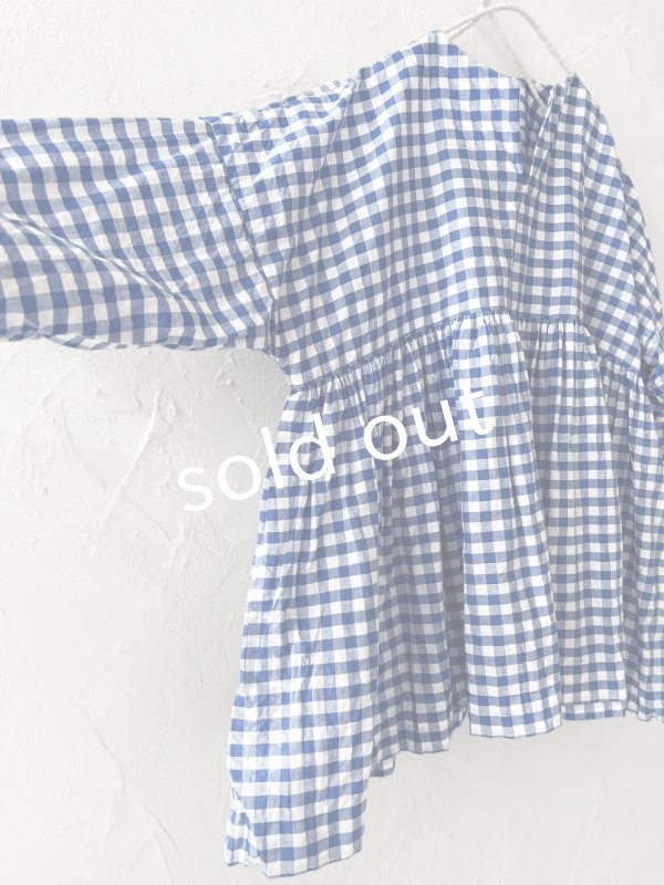 画像7: MARCHE' DE SOEUR／スキッパーギャザープルオーバー・青ギンガム (7)
