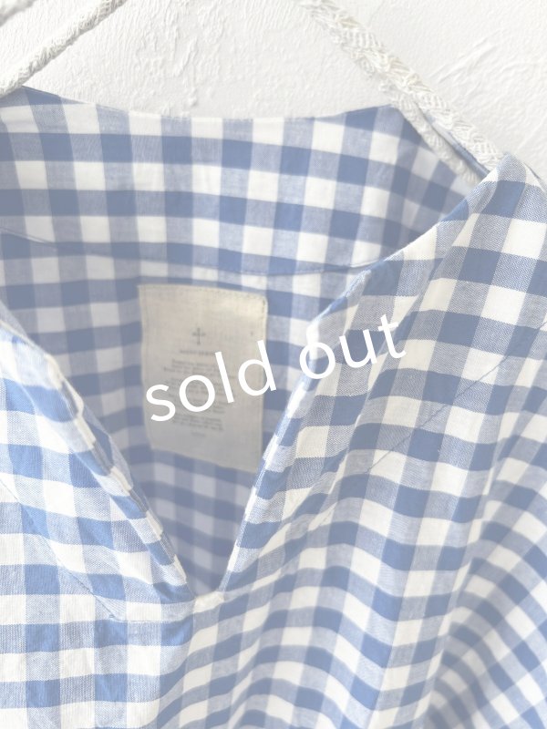 画像3: MARCHE' DE SOEUR／スキッパーギャザープルオーバー・青ギンガム (3)