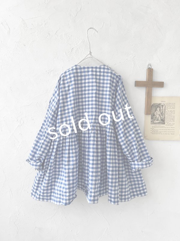 画像8: MARCHE' DE SOEUR／スキッパーギャザープルオーバー・青ギンガム (8)