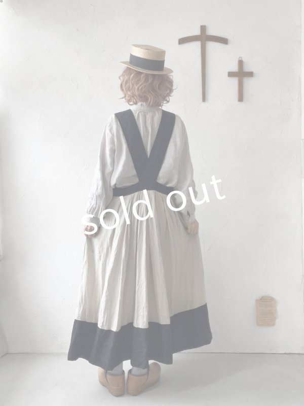 画像13: MARCHE' DE SOEUR／エプロンワンピース・黒×生成り (13)