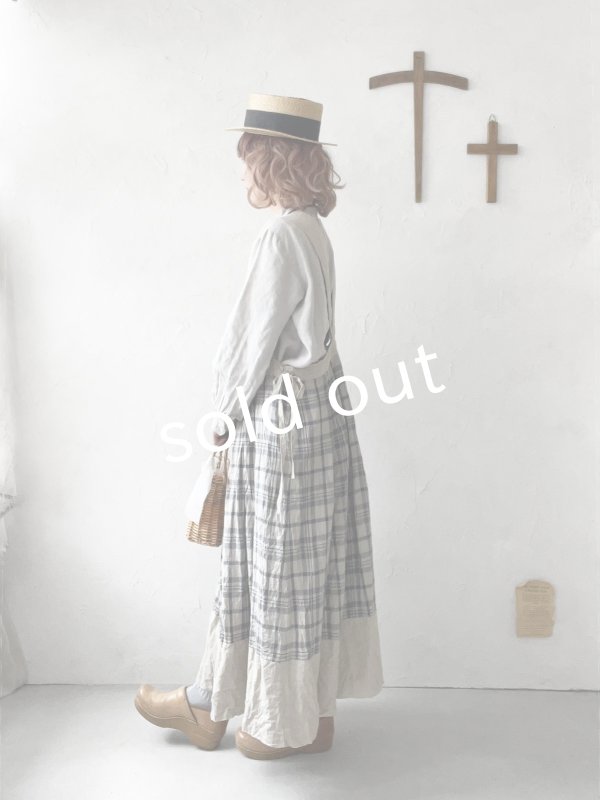 画像11: MARCHE' DE SOEUR／エプロンワンピース・生成り×チェック (11)