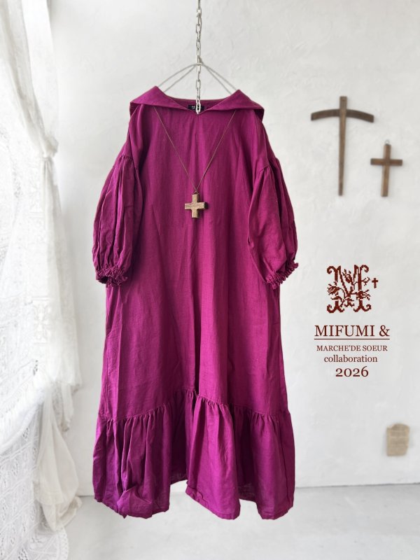 画像1: 【4/24(金)21時から販売】MIFUMIコラボ／sarahのワンピース・ローズマダー＆bag (1)