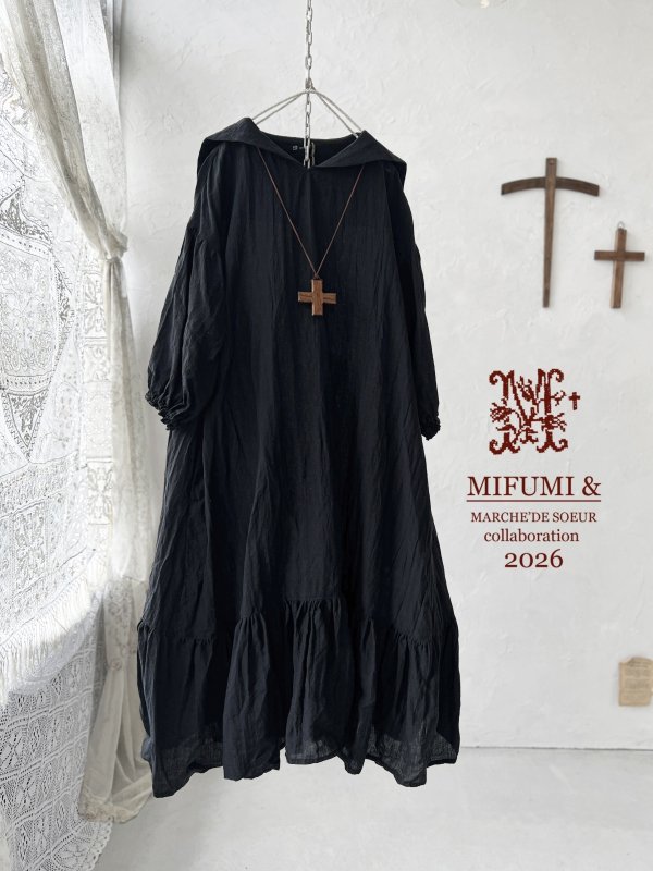 画像2: 【4/24(金)21時から販売】MIFUMIコラボ／sarahのワンピース・黒＆bag (2)