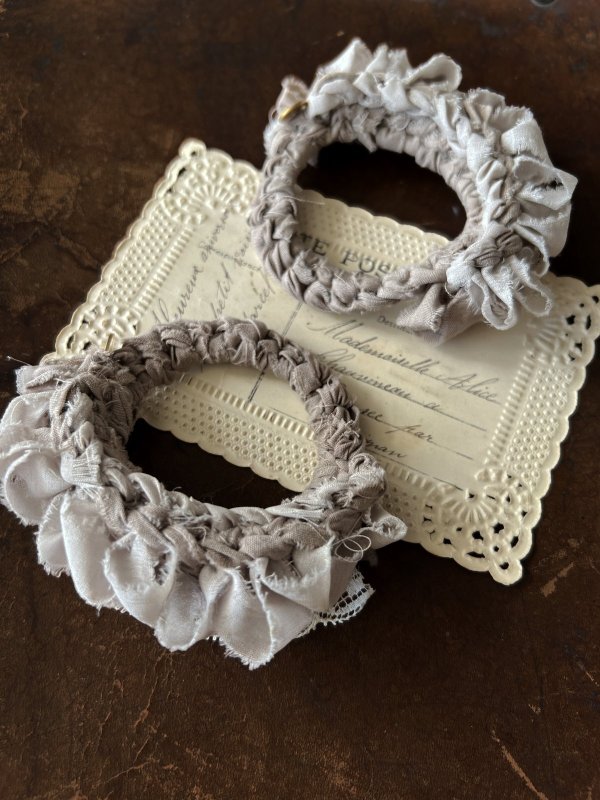 画像2: toromeco／裂き編みの付け袖ブレスゴム・グレージュ (2)
