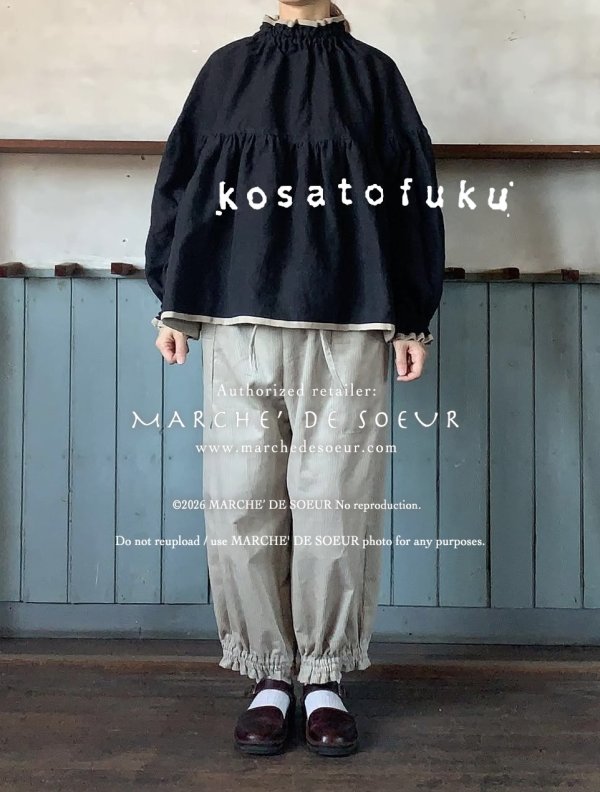 画像6: kosatofuku／スモックギャザーブラウス・ブラック (6)