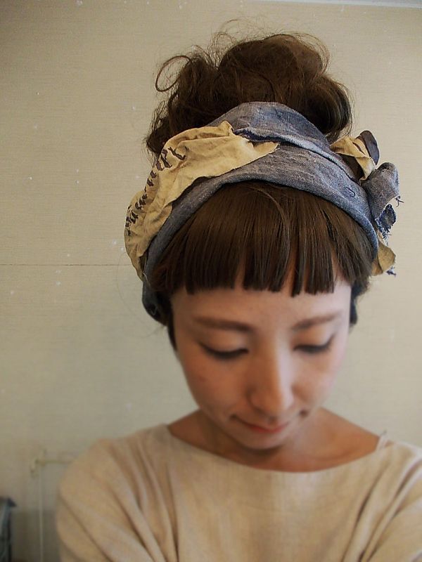 Pollenbienco くしゅくしゅリネンのヘアターバン Marche De Soeur