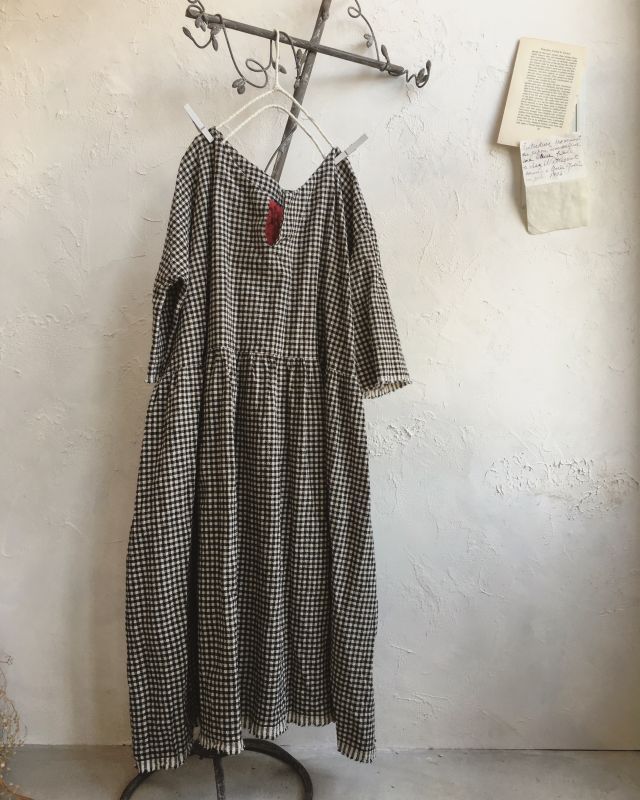 Pollenbienco ギンガムチェックワンピース ブラウン Marche De Soeur