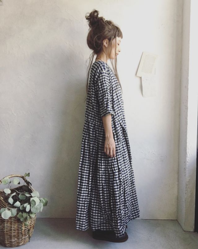 再入荷　pollenbienco／ギンガムチェック・ワンピース・ネイビー