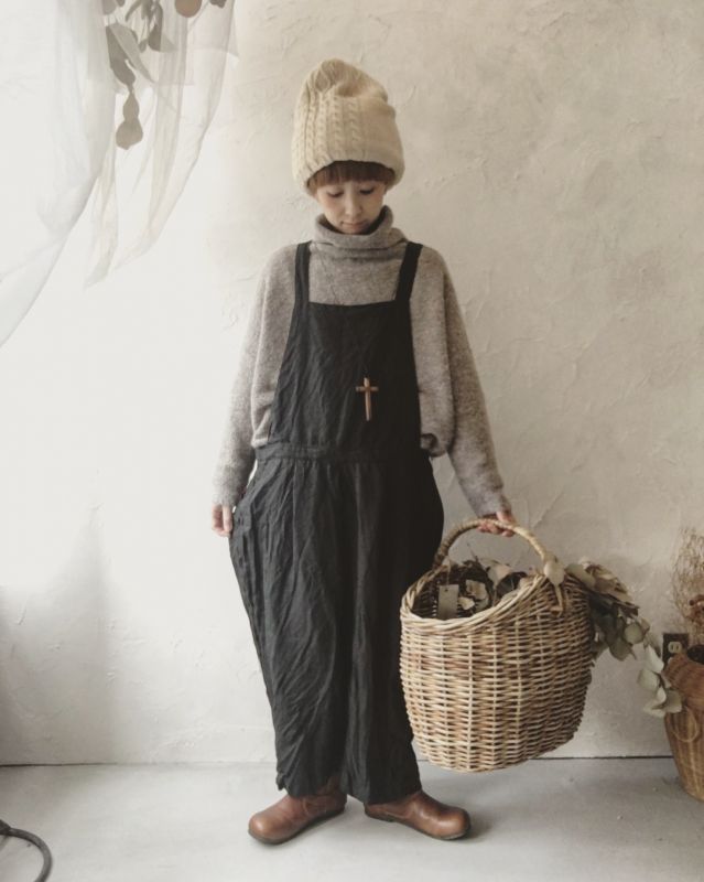 MARCHE' DE SOEUR／リネンサロペットパンツ・スミクロ - MARCHE' DE SOEUR