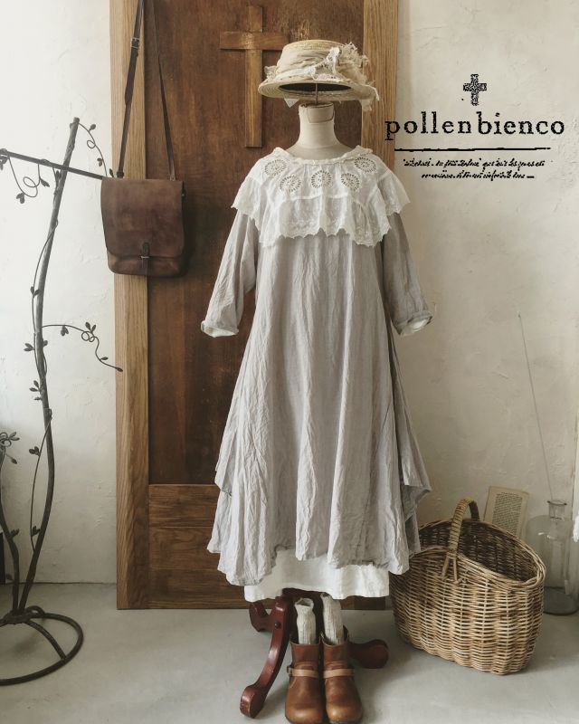 Pollenbiencoアンティークレースの 教会ワンピース Marche De Soeur