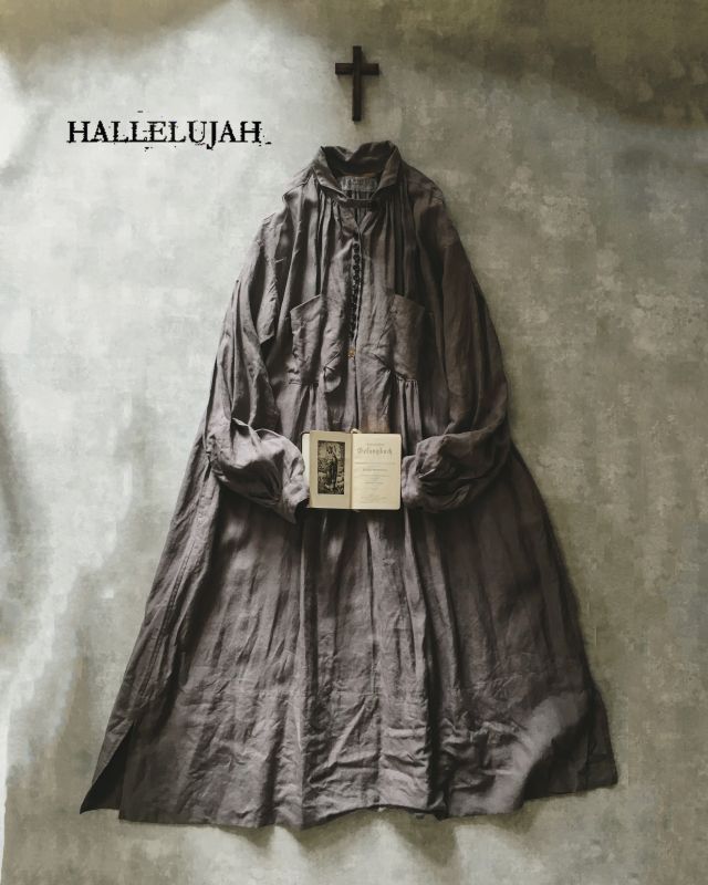 HALLELUJAH／1890's Bourgeron　1890年代　羊飼いシャツワンピース・Gray