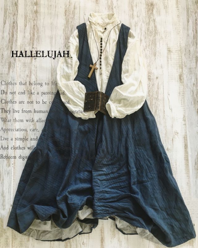 HALLELUJAH   小間使いローブ・navy stripe