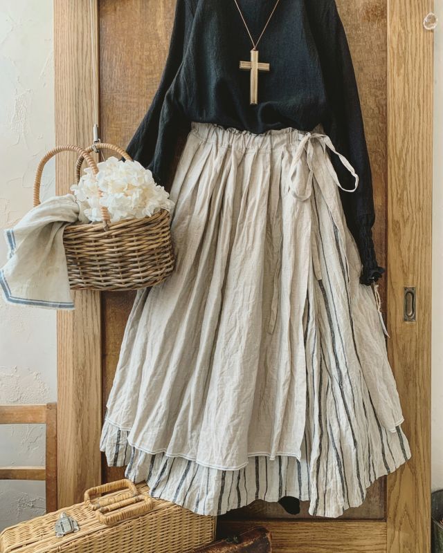 MARCHE' DE SOEUR／リバーシブルタブリエスカート・生成り×ランダム