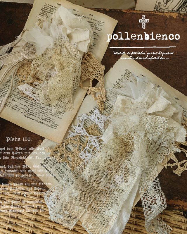 Pollenbienco アンティークレースのコサージュ Marche De Soeur