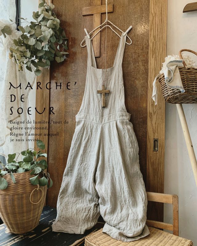 MARCHE´ DE SOEUR リネン サロペットパンツ オーバーオール-